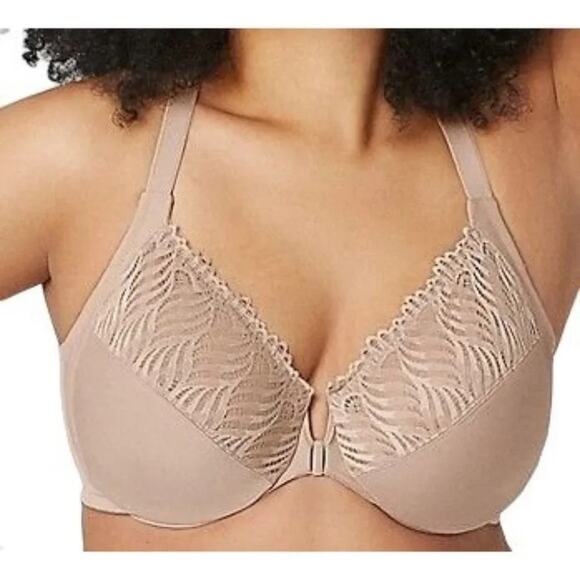 Glamorise Elegance Front Close T-Back Wonderwire Bra 1246 36D Cafe - Picture 6 of 6